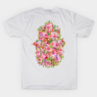 Colorful Flowers-Filled Hamsa Amulet T-Shirt